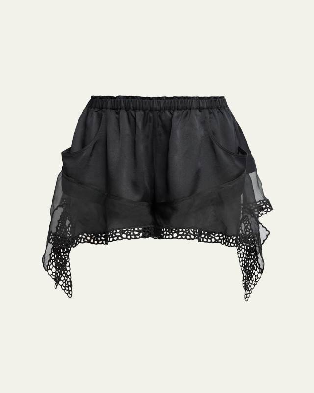 Ildana Lace & Organza-Trim Silk Shorts